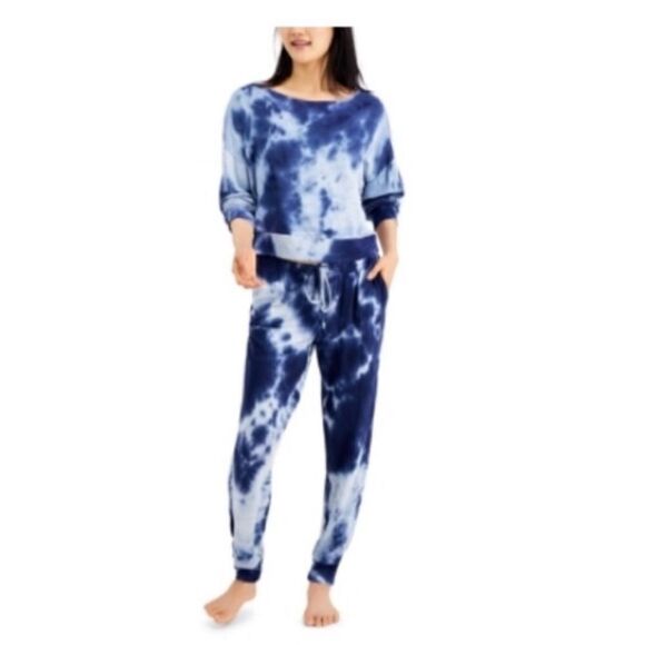 New JENNI Women's Tie-Dyed Loungewear Set,  pant sweater, navy blue size XXL - Picture 1 of 9